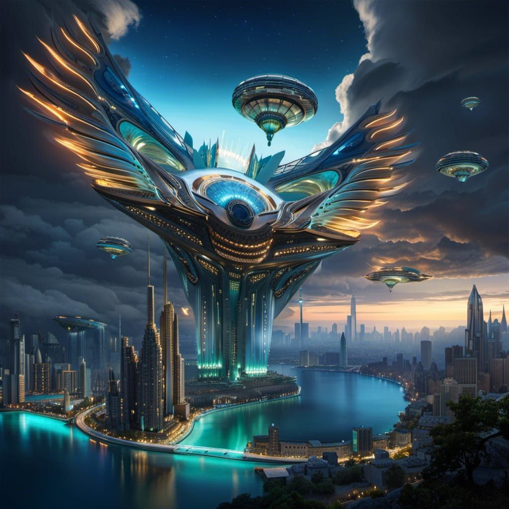 Inventing a landing portal for flying vehicles in a futurist...