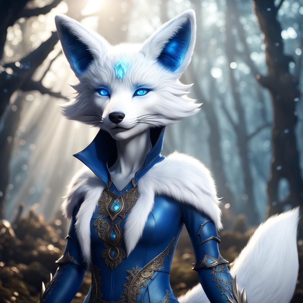 Magical Ice Fox Costume in Detailed Digital Painting