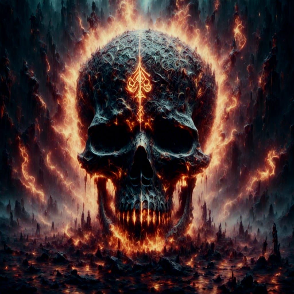 Flaming Skull Ace of Spades in Digital Art