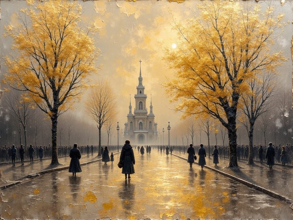 Gold and Silver Impressionist Oil Painting
