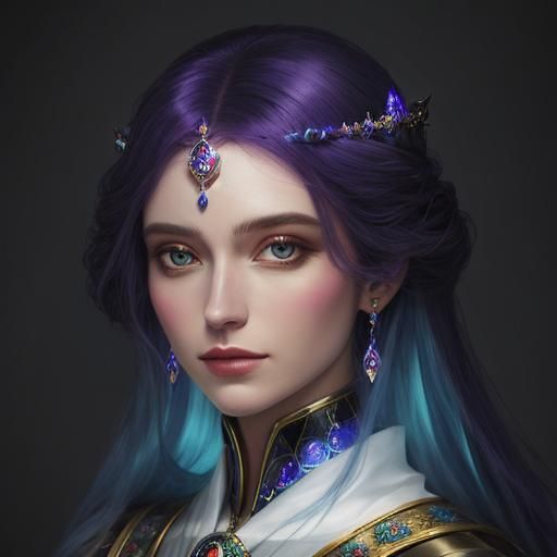 Dichroic Glass Portrait of a Princess-Goddess