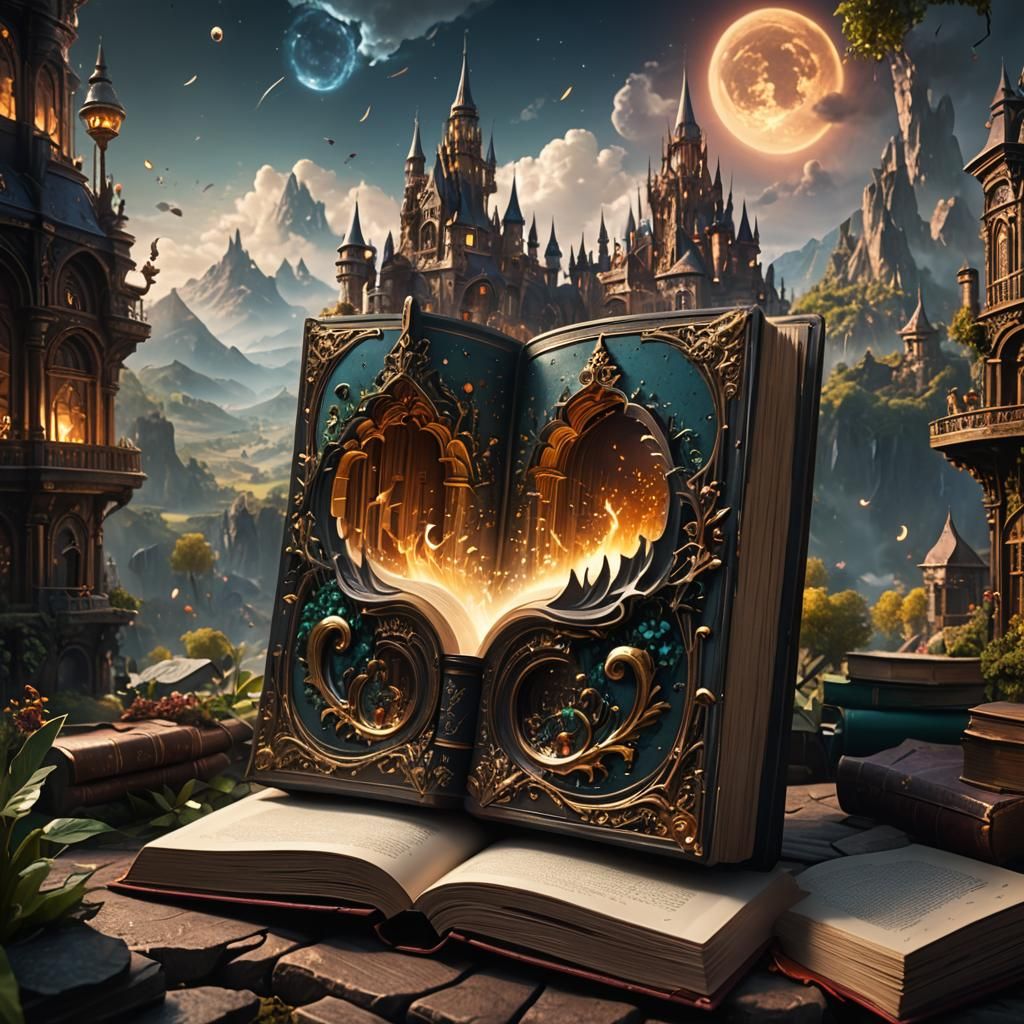 Story Emerges from Book: Detailed Matte Painting