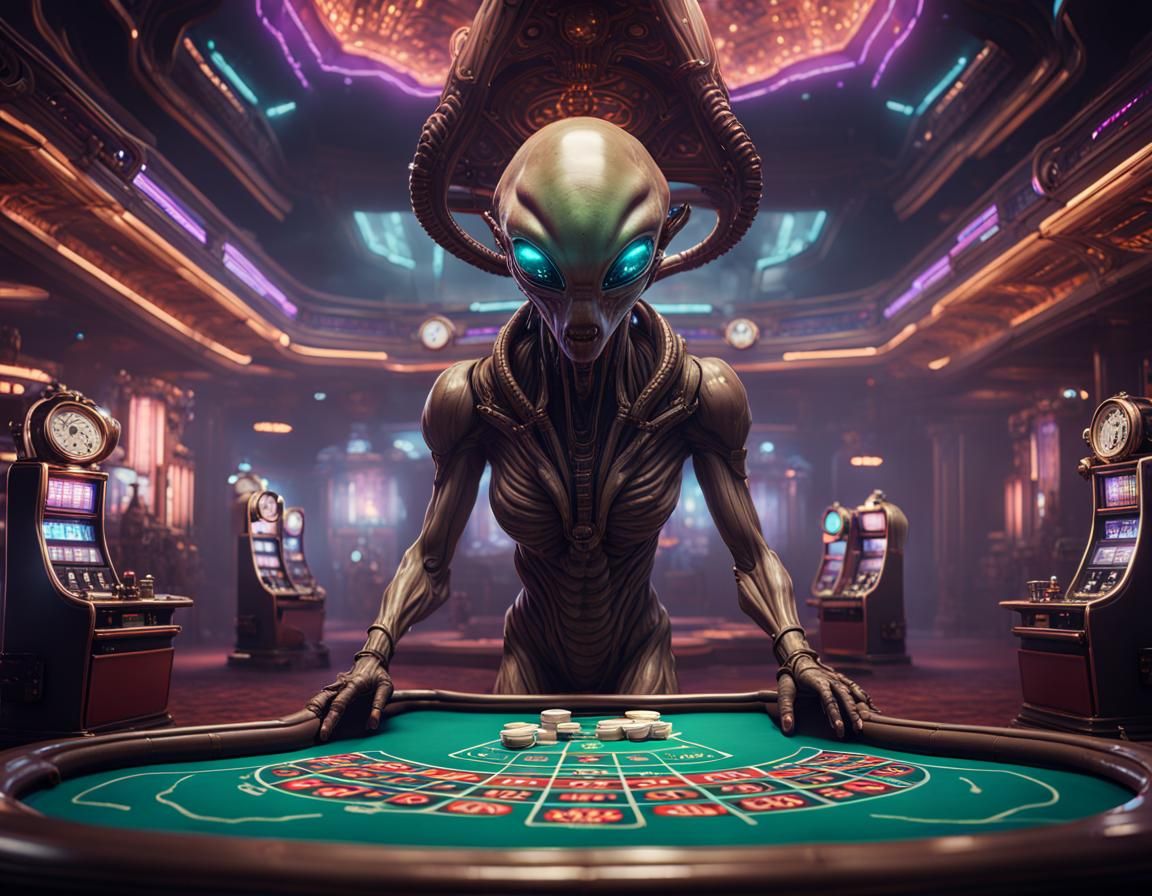 Alien Casino: Detailed Matte Painting in 8k