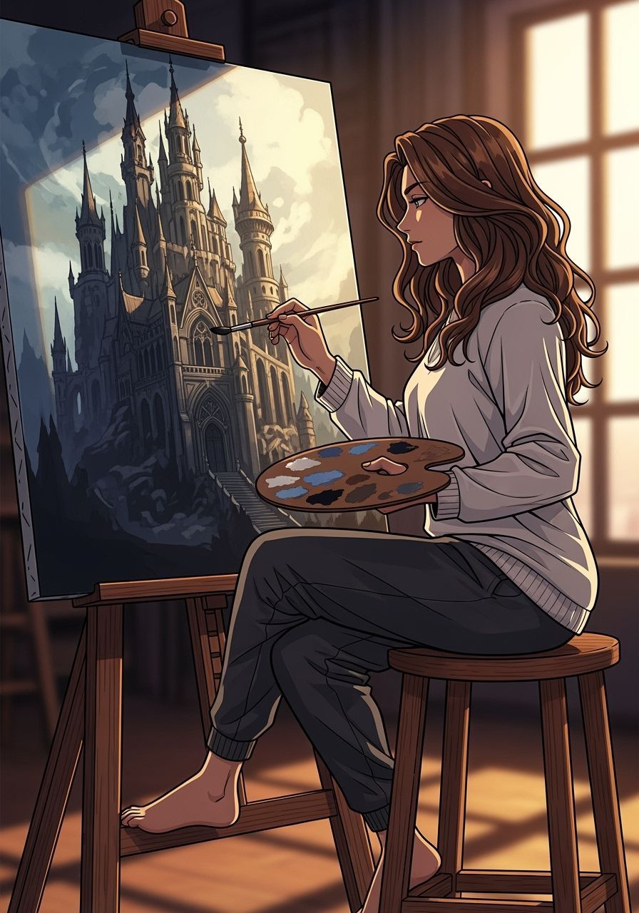 Artist Paints Gothic Castle in Anime Style