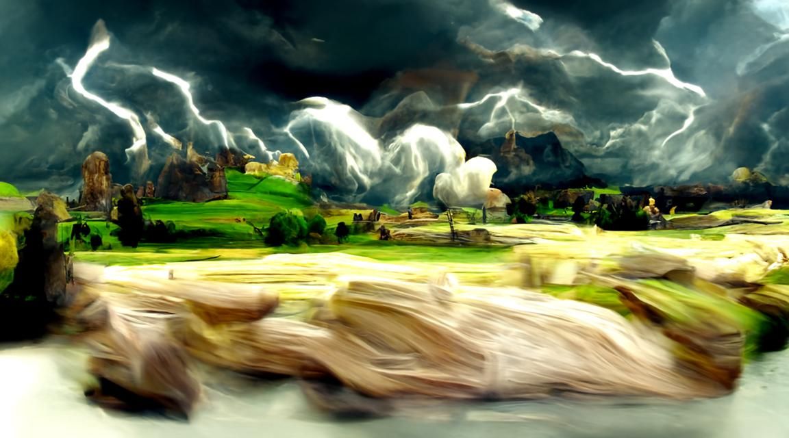 landscape thunderstorm Sketchlab motion blur matte painting J. G. Quintel Julia Pott renaissance painting