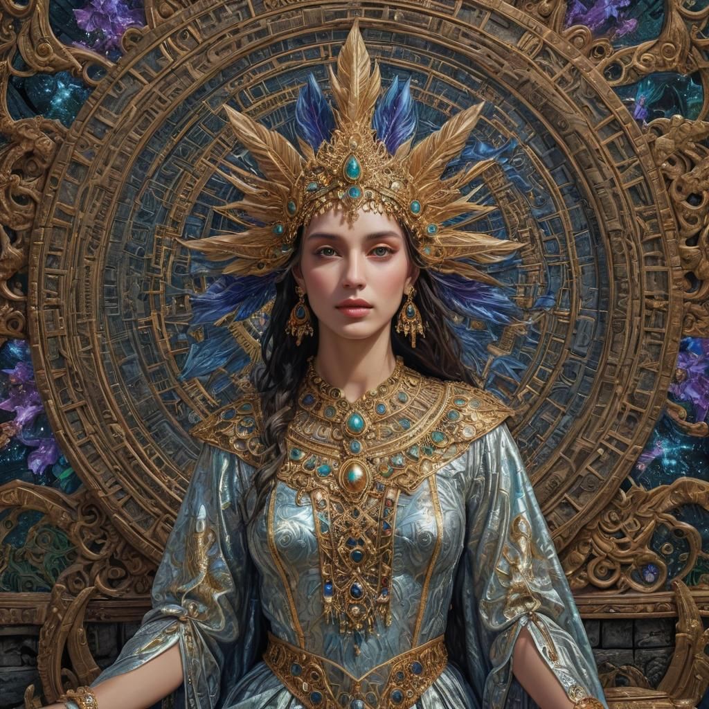 Holographic Cosmic Astral Illustration in Mixed Media