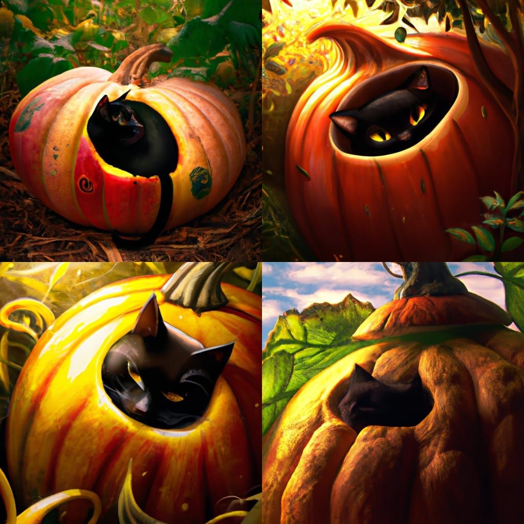 Black Cat in Pumpkin, Anime Style