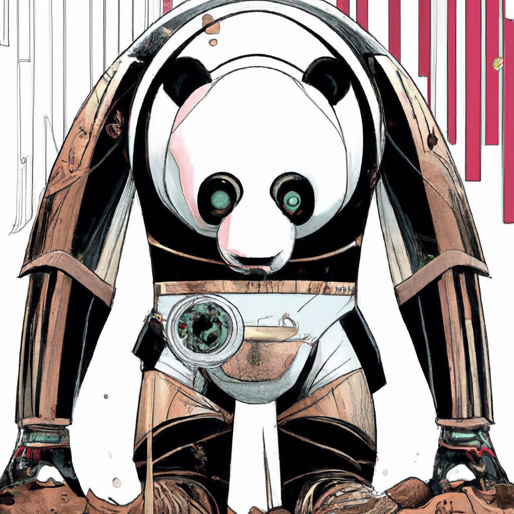 Robot Panda in Comic Book Art Style