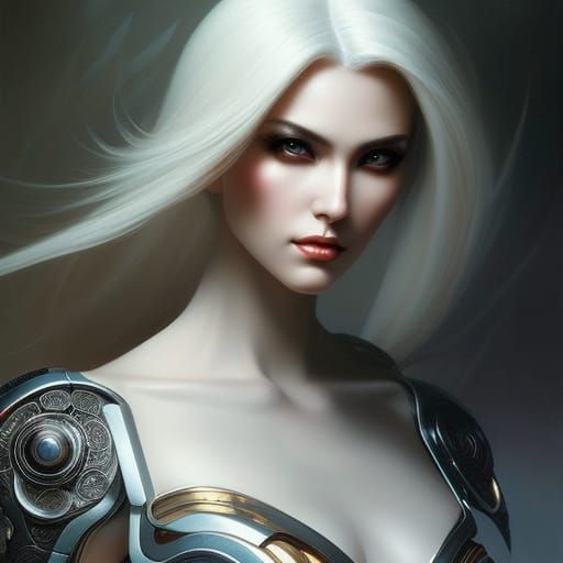 Cybernetic Woman: Fantasy Art Oil Painting