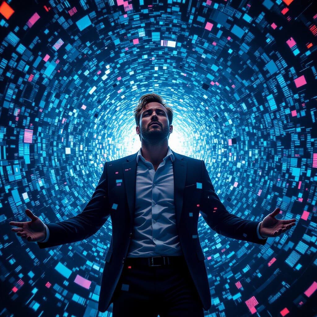 Man's Deja Vu in Glitching Cyberpunk Reality