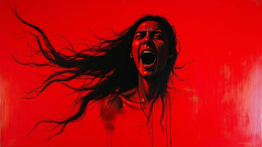 Expressive Oil Painting of Human Transience and Despair