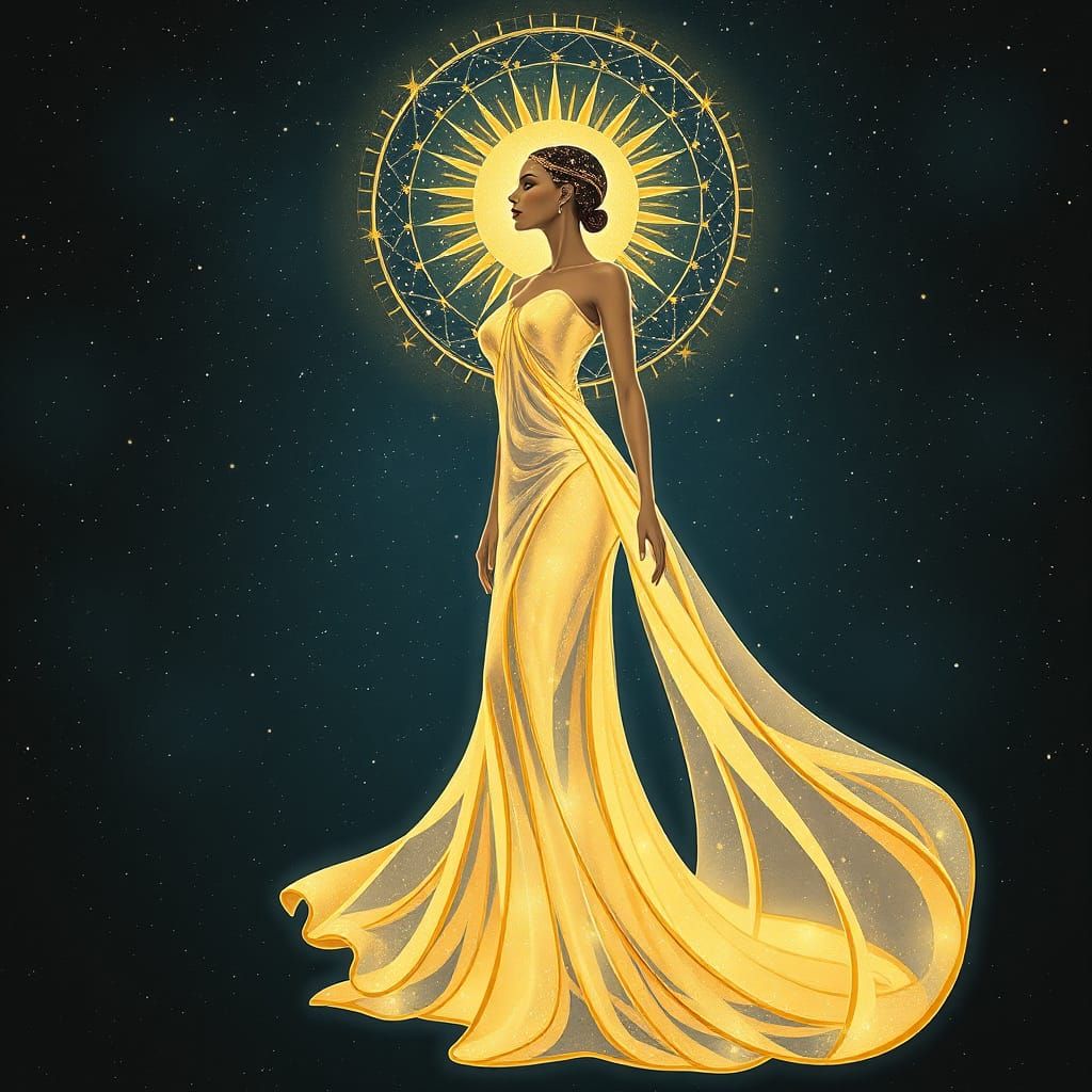 Surreal Deco Woman in Starlight, Geometric Art