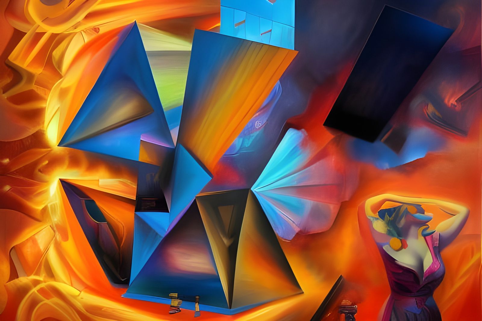 Dumpster Fire Trainwreck in Surrealist Style