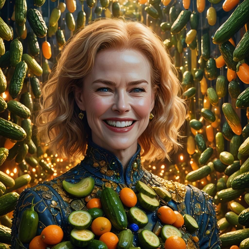 Nicole Kidman Surrounded by Pickles: Digital Matte Painting