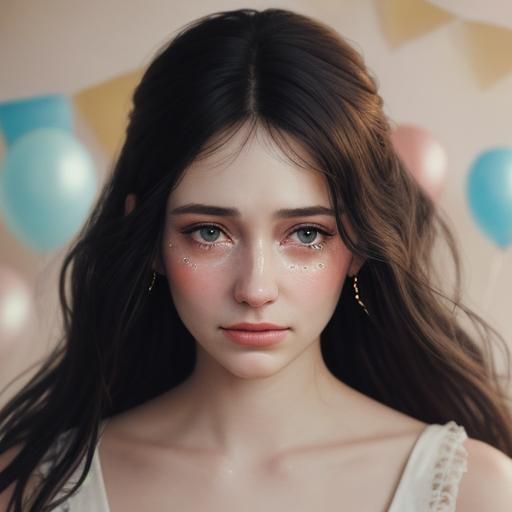 Emotional Woman Crying at Birthday Party