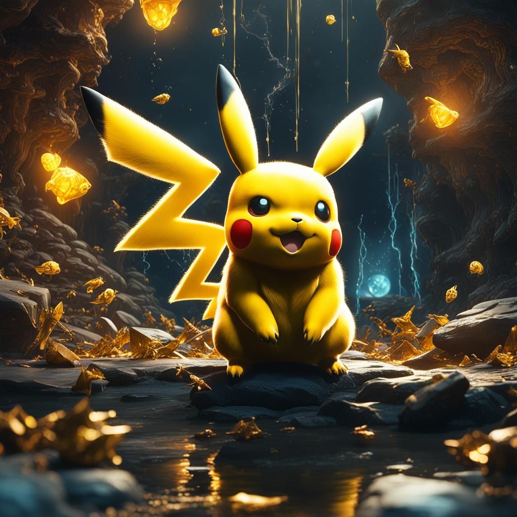 Detailed Painting of Pikachu in Electric Style