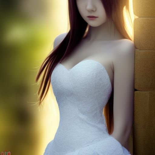 Realistic Anime Princess in Slim Gown