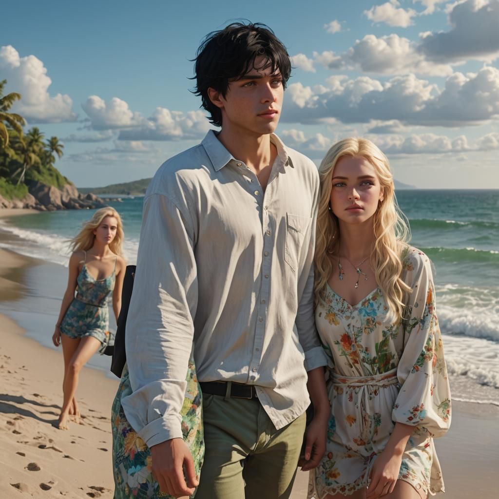 Teenage Couple on Beach Date: Fantasy Concept Art