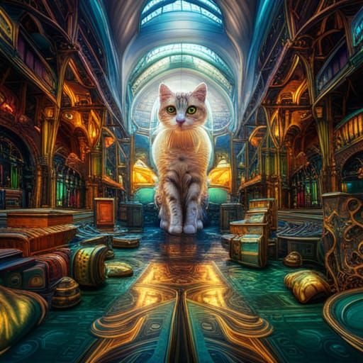 Rainbowcore Cat in Hyper Detailed Digital Art