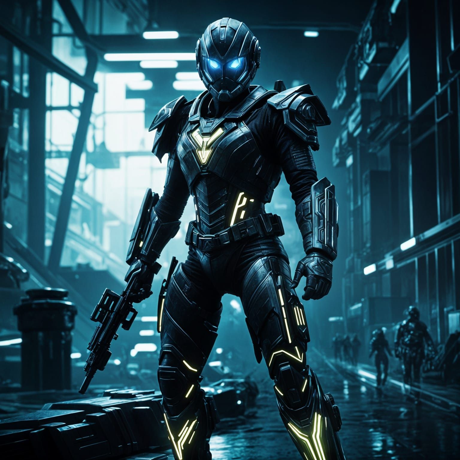 Futuristic Female Psycho Ranger in Cyberpunk Armor