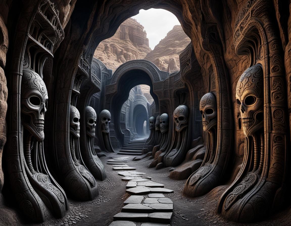 Desolate Organic Canyon in Biomechanical Style