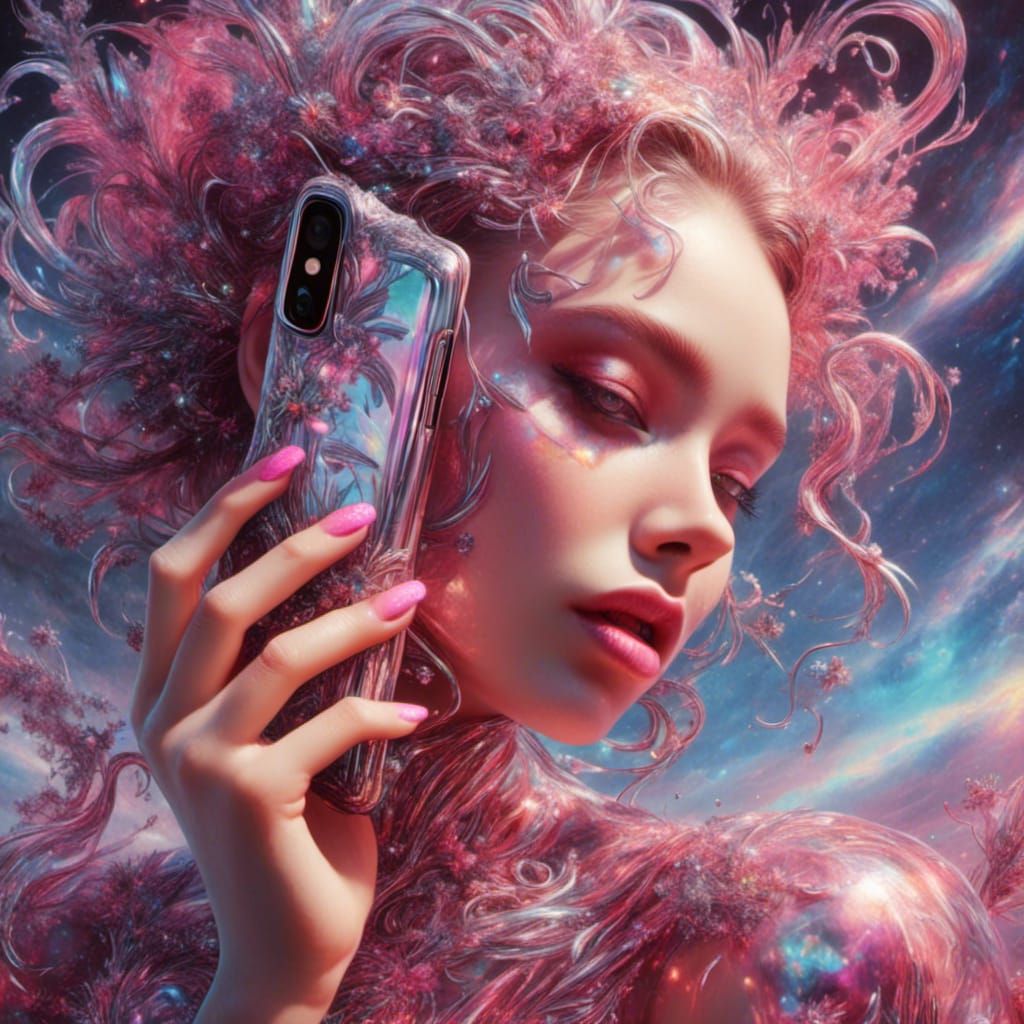 Y2K Girl with Holographic Phone Case