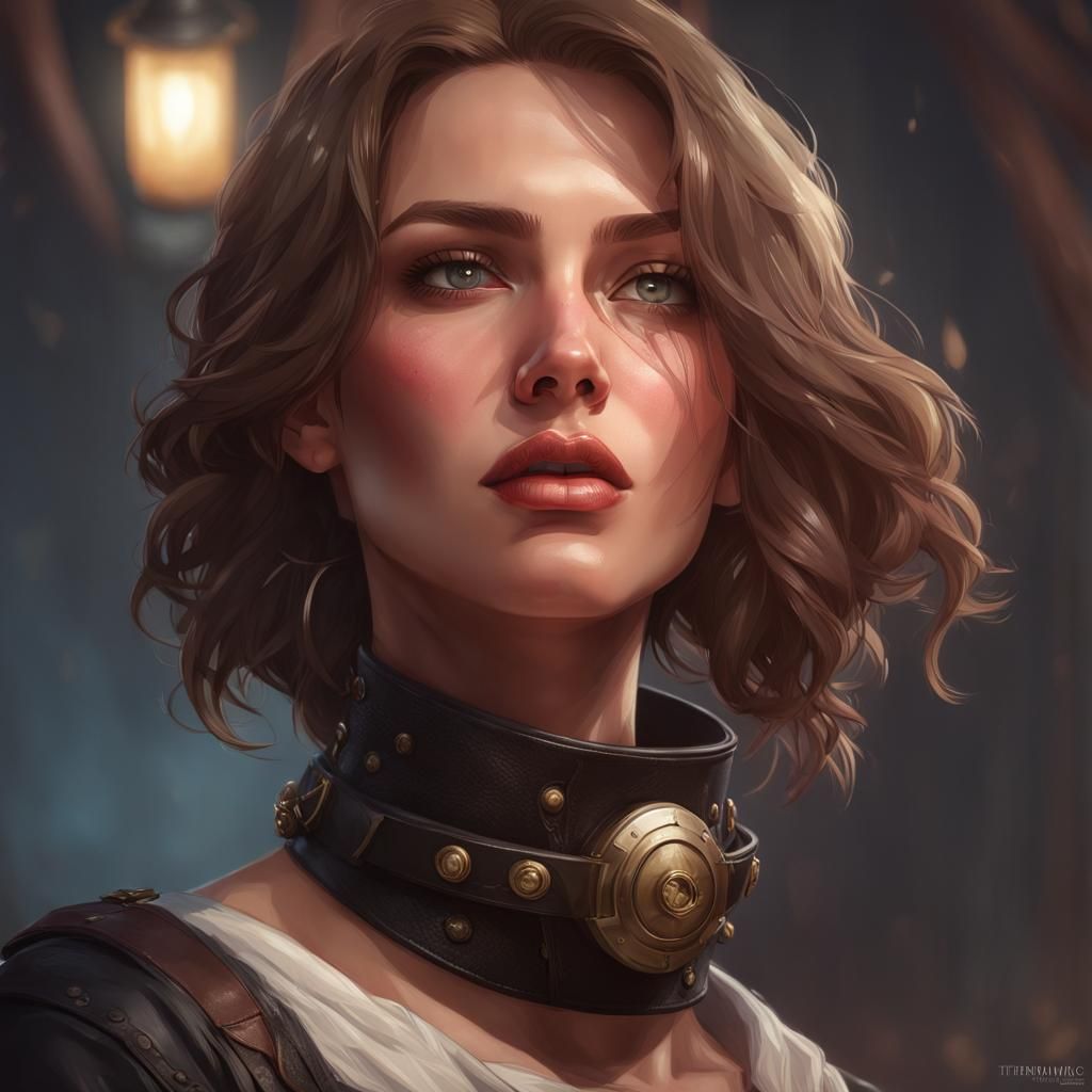 Muzzled Woman Portrait in Hyperdetailed Style