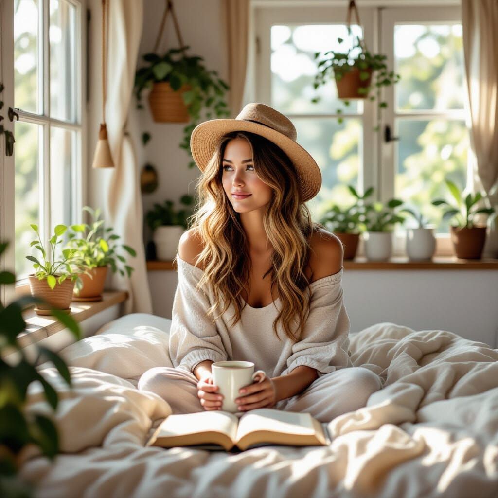 Boho Girl in Golden Hour Light