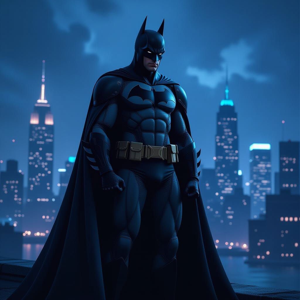 Batman in Dramatic Pose, Fantasy Concept Art