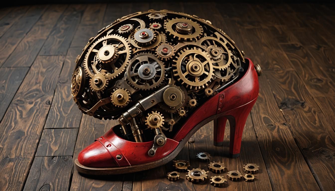 Steampunk Brain in Heels: Photorealistic Still Life