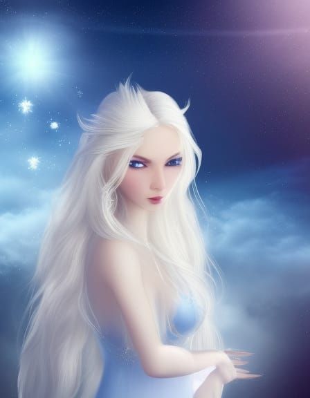 Ice Queen with Pale Hair in Divine Light