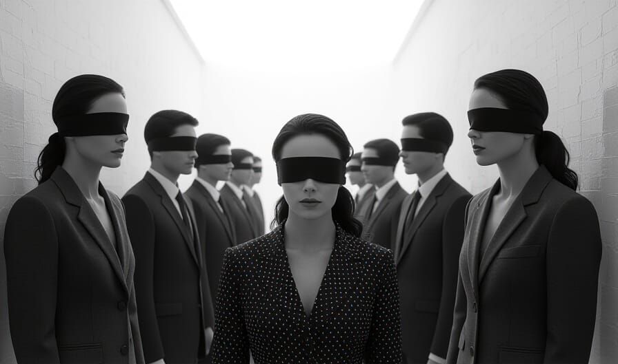 Dramatic Portrait of a Blindfolded Woman