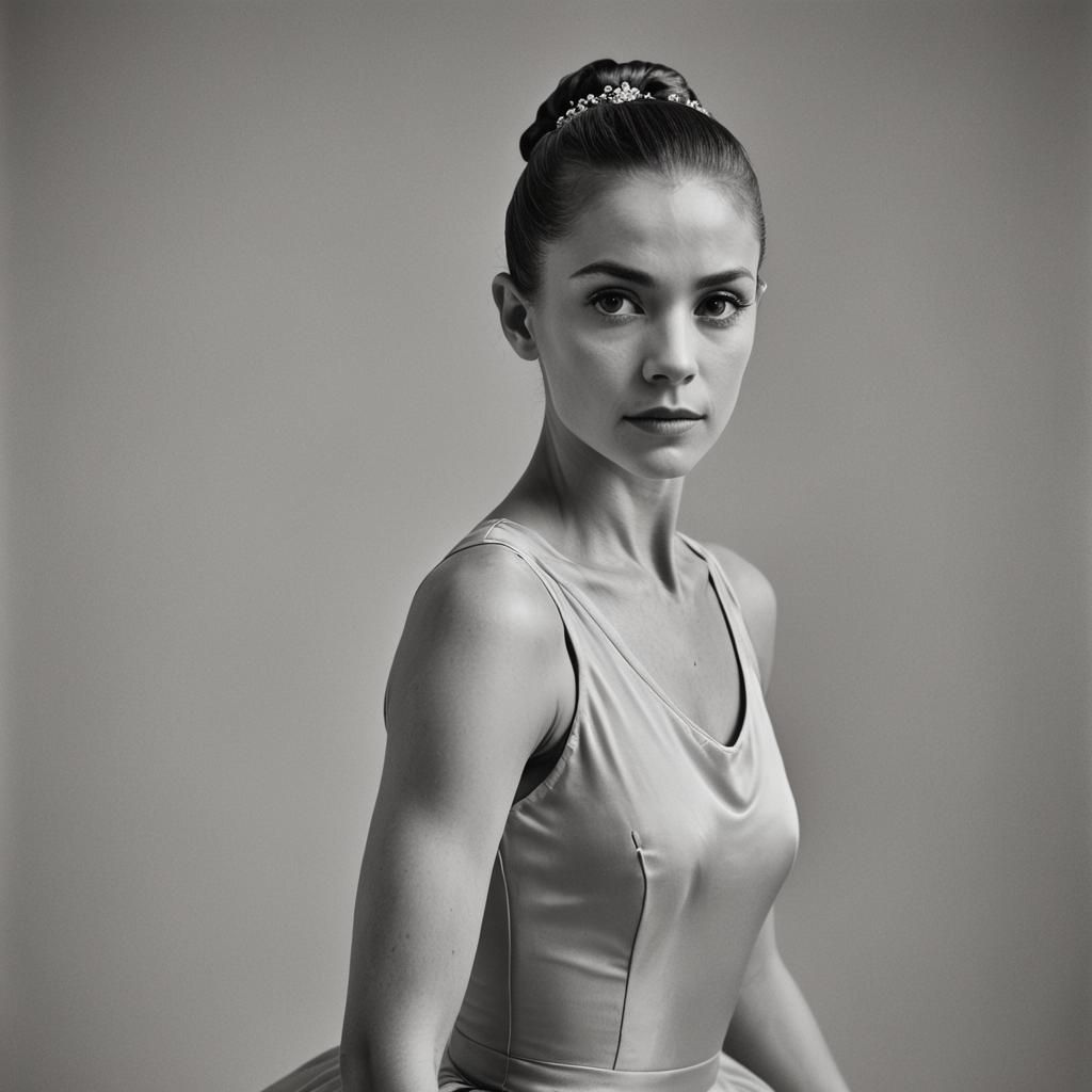 Elegant Ballerina Portrait in Black and White