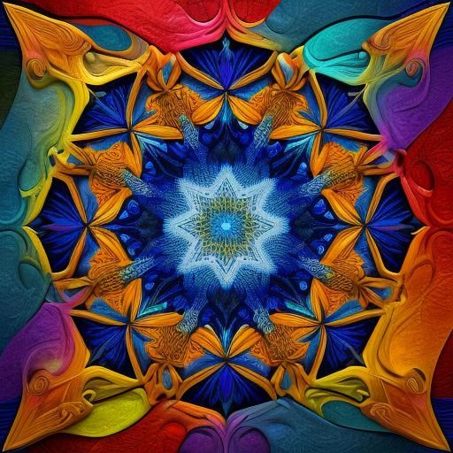 Abstract Fractal Art in Deep Blues and Purples