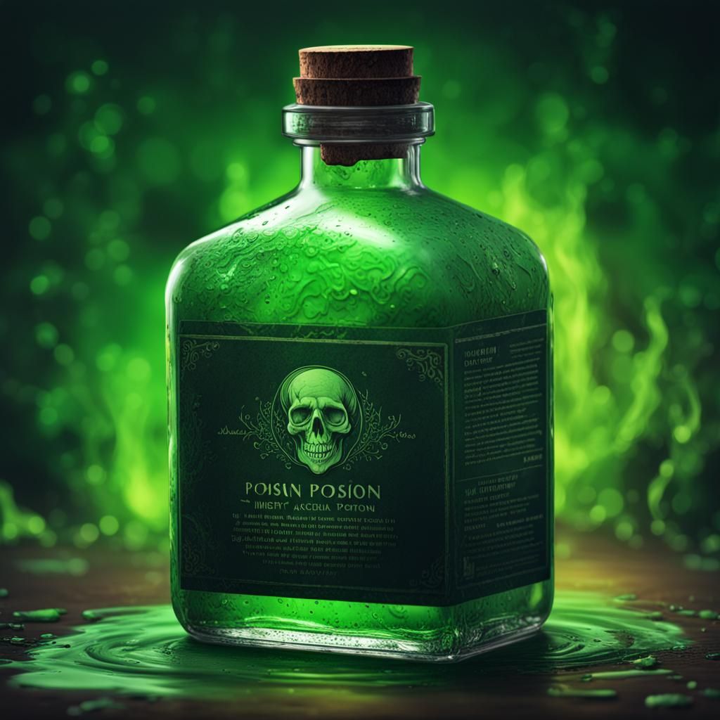 Detailed Poison Bottle in Splash Art Style
