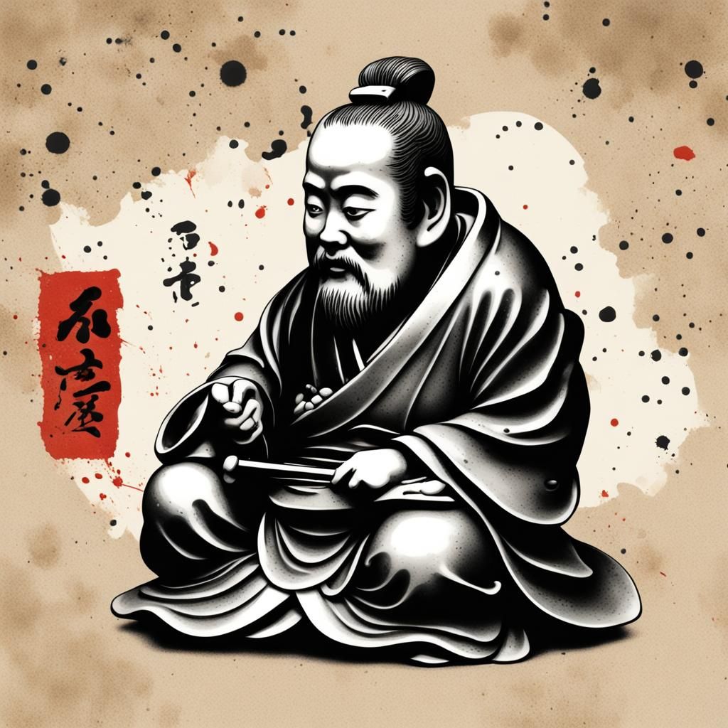 Ink Splatter Japanese Netsuke Art