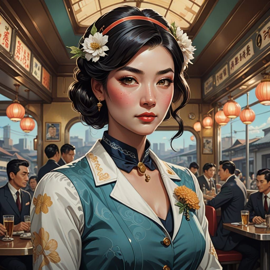 A Vintage Goddess in a 1950s Diner Setting