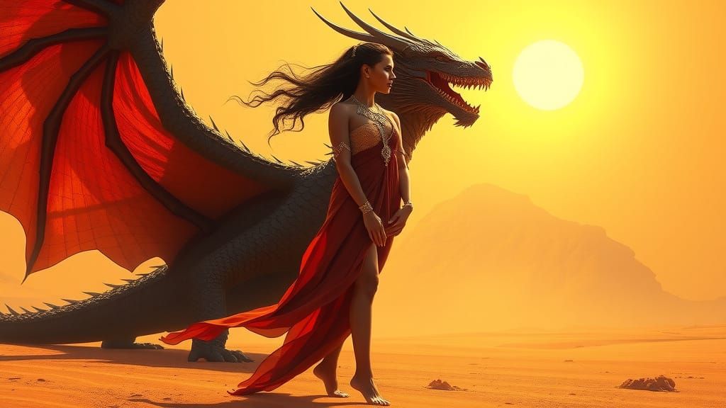 Majestic Princess Stands Fearless Against Obsidian Dragon in...