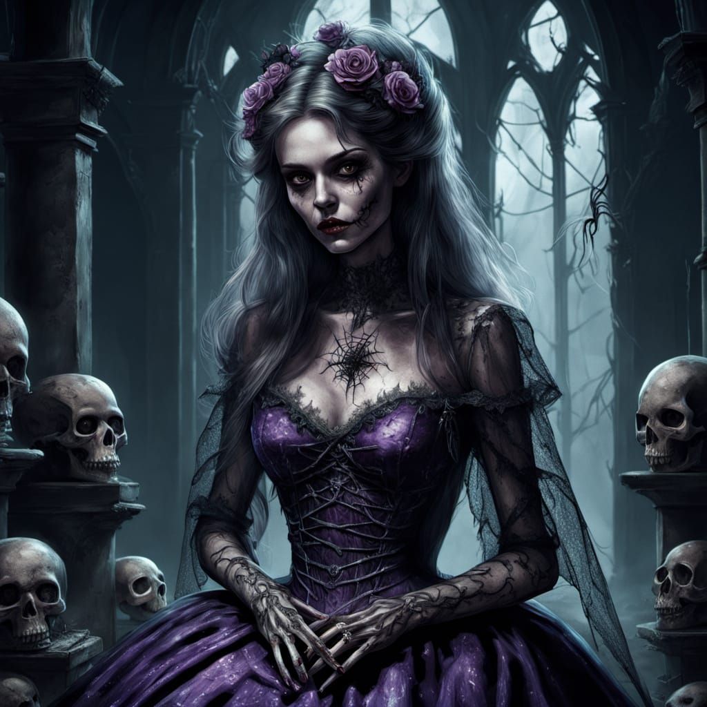 Creepy Zombie Cinderella in Dark Fantasy Portrait