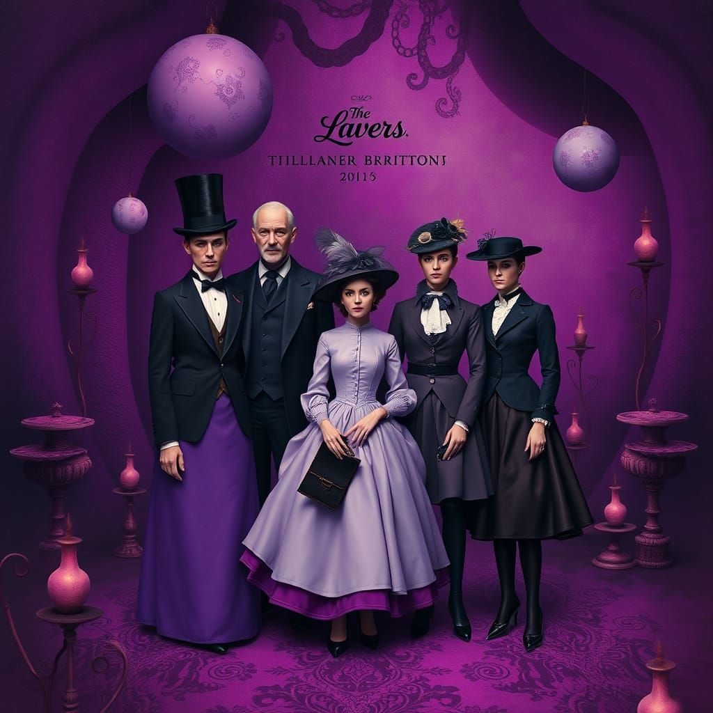 Surreal Purple Scene of The Lavers in Mixed Styles
