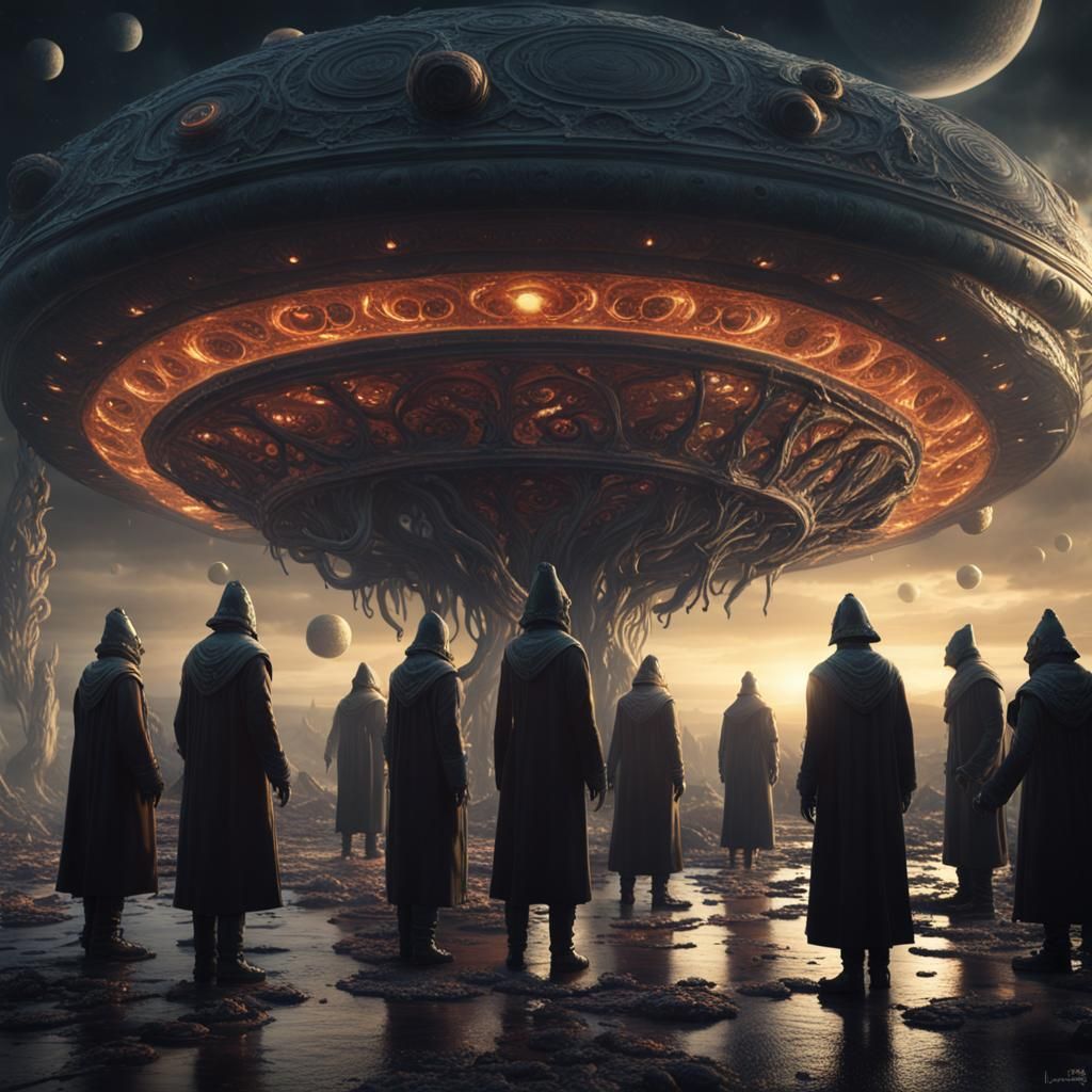 Azathoth Cultists Summoning a Flying Saucer