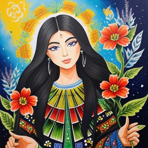 Ethereal Figure: Gouache Painting of Beauty, Kindness, Truth