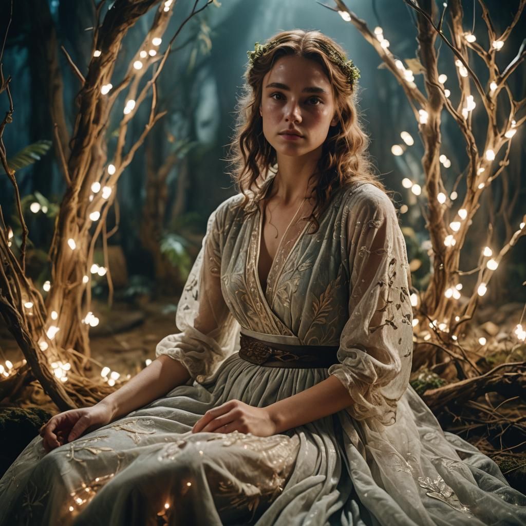 Young Woman in Magical Setting: Cinematic Film Still