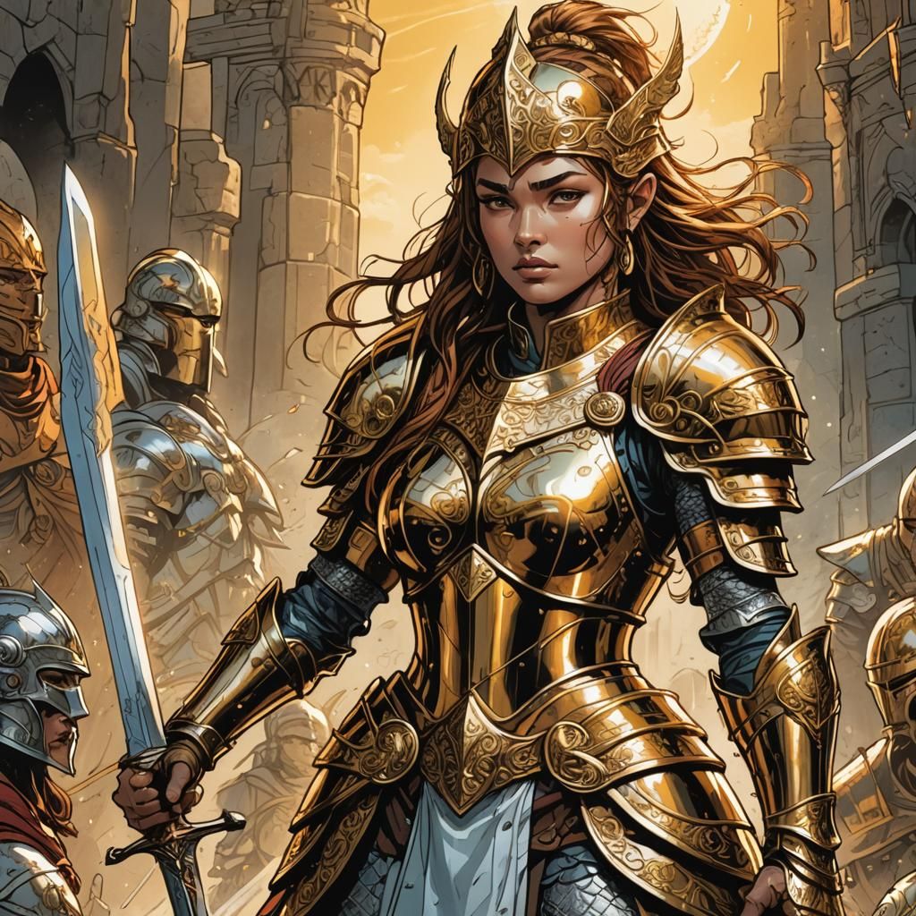 Comic Book Warrior Princess with Sword