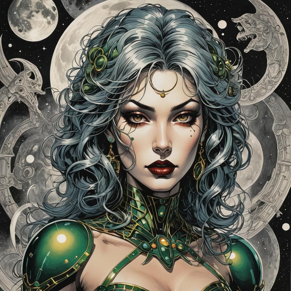 Surreal Cyberpunk Princess Plays Nautilus Lute