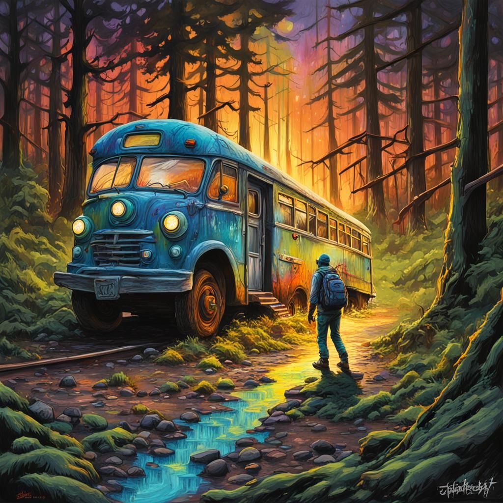 Traveler on Forest Trail in Cel-Shaded Style