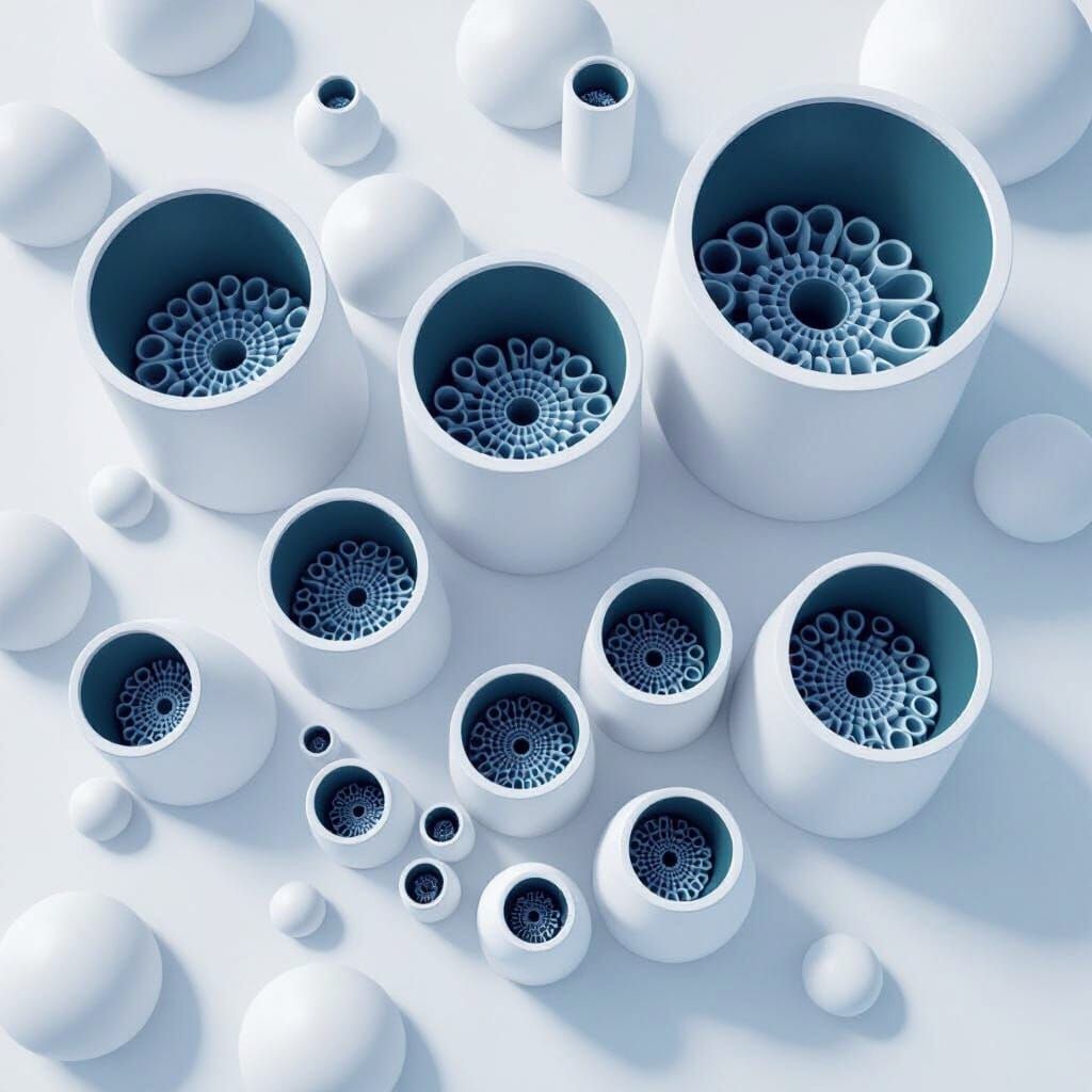 Nested Cylindrical Tubes in Minimalist 3D Style