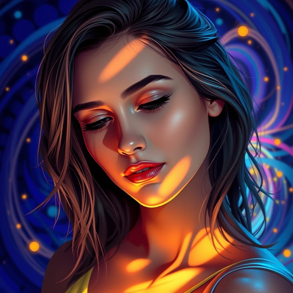 Hyperrealistic Portrait of a Young Woman Lost in Thought