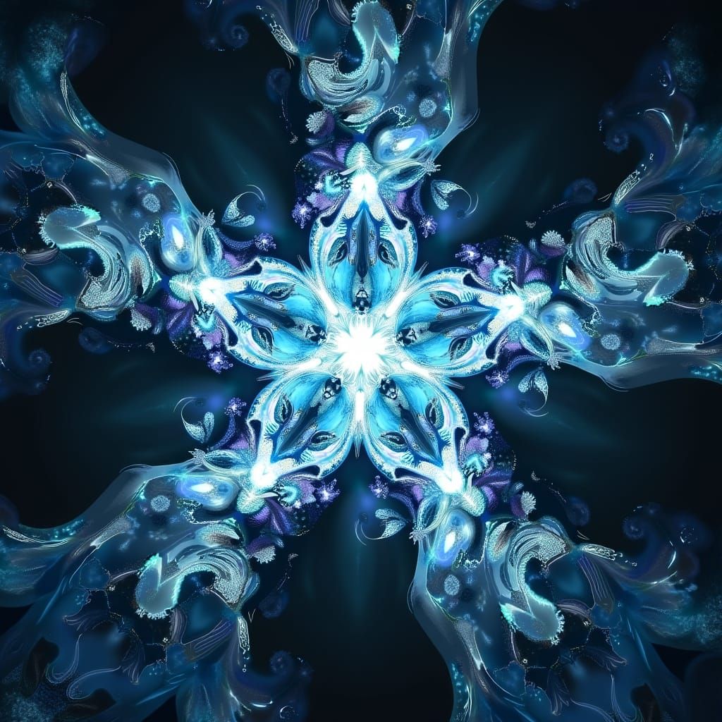 a star pentagon emerging from stylized moonbeams and ocean waves, hyperdetailed fractal art, sine curves, intricately de...