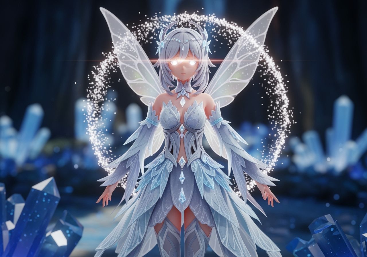 Ethereal Crystal Fairy in 3D Anime Style